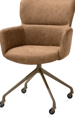 Sage, armstoel + wielen - alu frame in steelbrown - stof Oregon - Desert