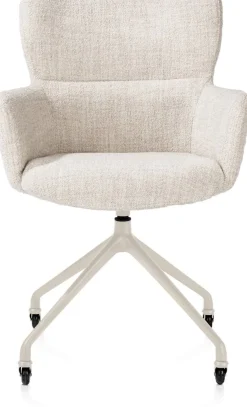 Sage, armstoel + wielen - alu frame in creme - stof Luton - Creme