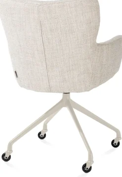 Sage, armstoel + wielen - alu frame in creme - stof Luton - Creme