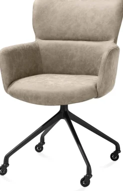 Sage, armstoel + wielen - alu frame in rough off black - stof Oregon - beige