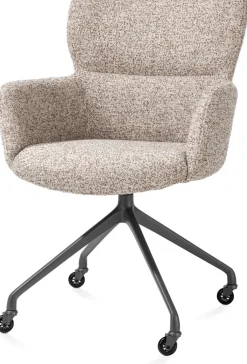 Sage, armstoel + wielen - alu frame in graphiet - stof Luton - koper