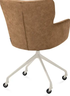 Sage, armstoel + wielen - alu frame in creme - stof Oregon - Desert