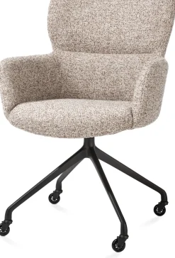 Sage, armstoel + wielen - alu frame in rough off black - stof Luton - koper