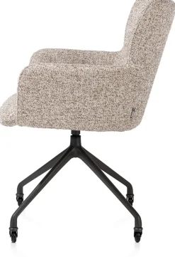 Sage, armstoel + wielen - alu frame in rough off black - stof Luton - koper