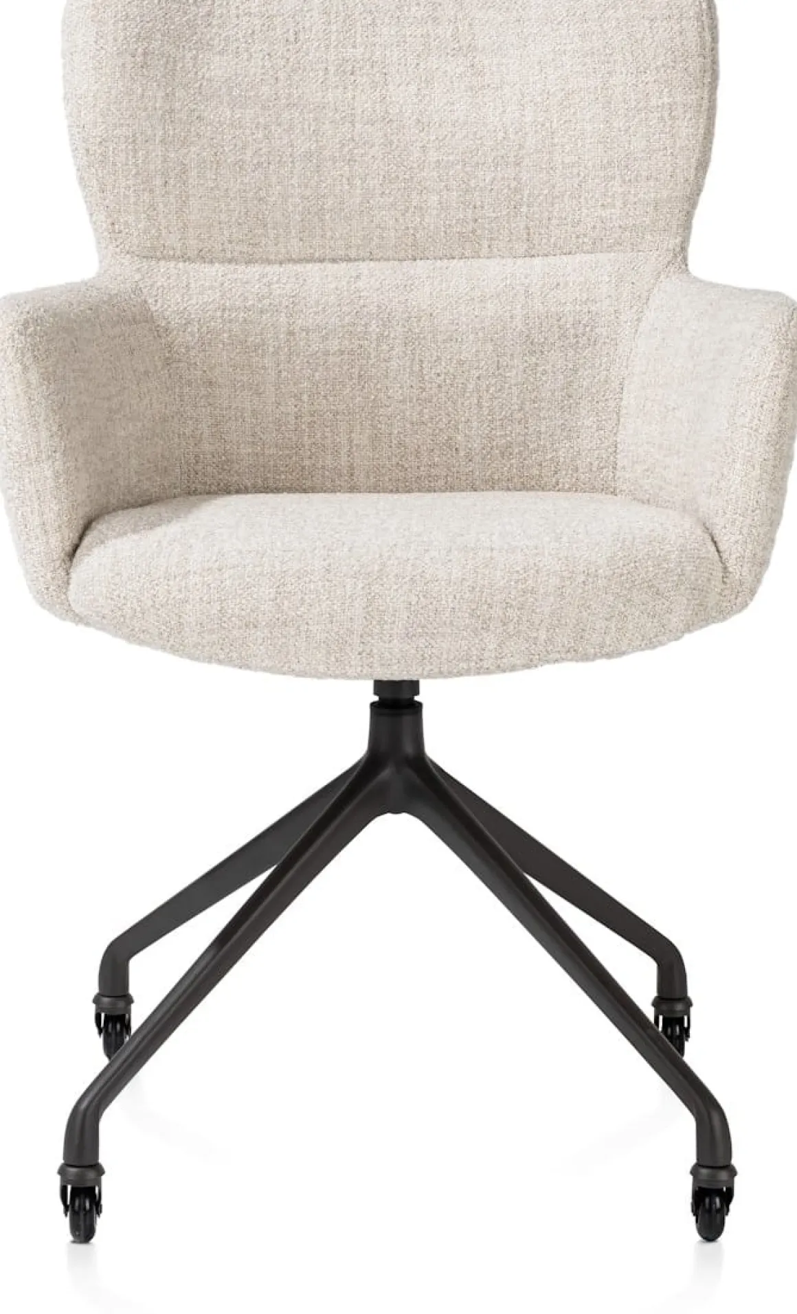 Sage, armstoel + wielen - alu frame in rough off black - stof Luton - Creme