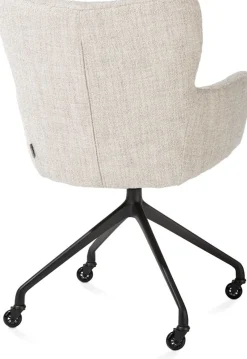 Sage, armstoel + wielen - alu frame in rough off black - stof Luton - Creme