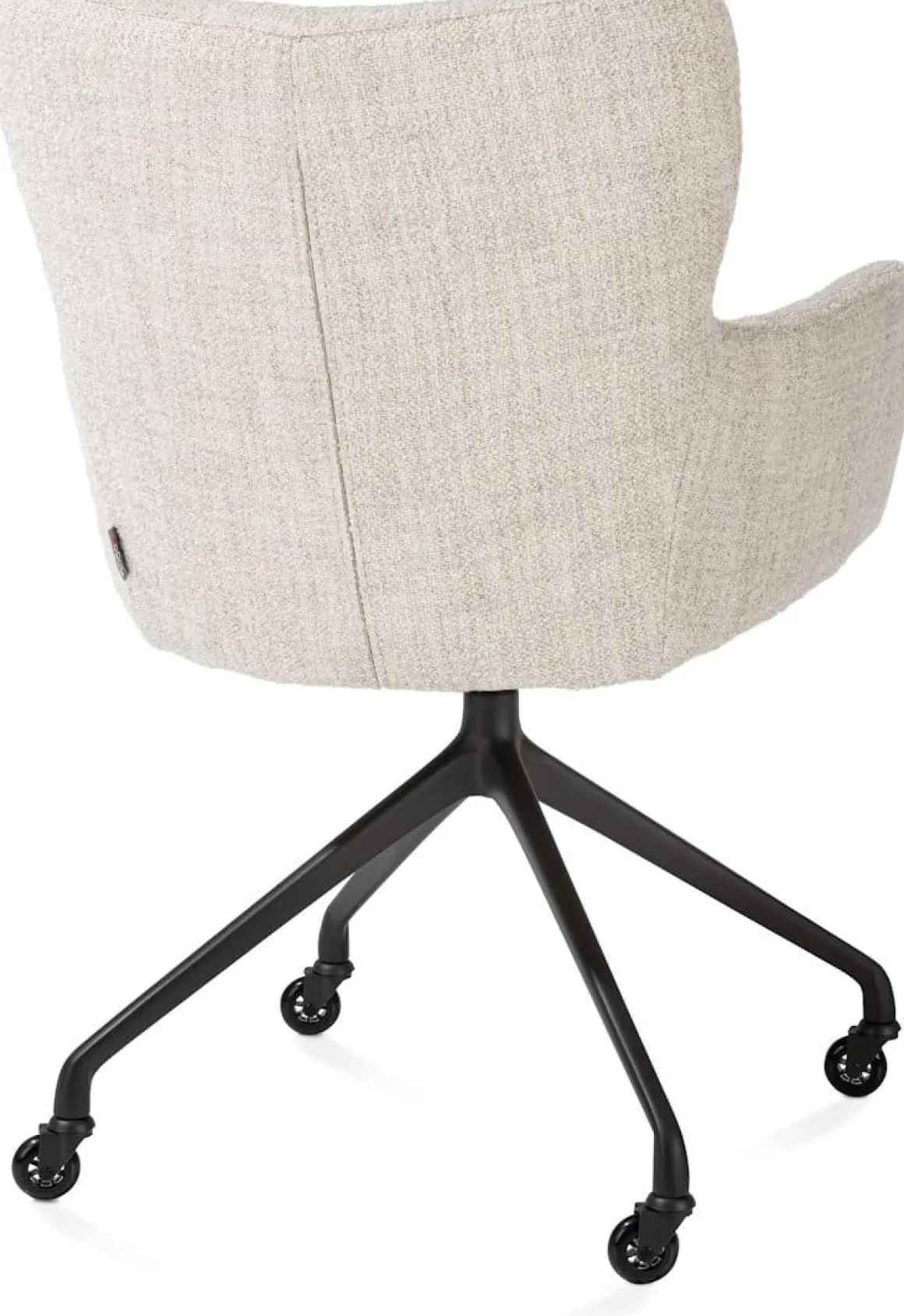 Sage, armstoel + wielen - alu frame in rough off black - stof Luton - Creme