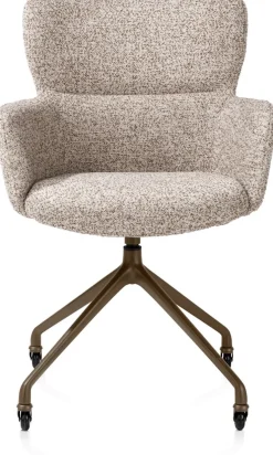 Sage, armstoel + wielen - alu frame in steelbrown - stof Luton - koper