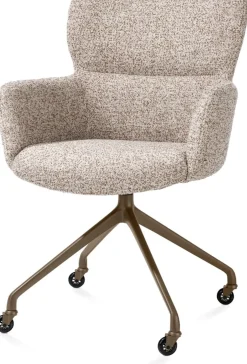 Sage, armstoel + wielen - alu frame in steelbrown - stof Luton - koper