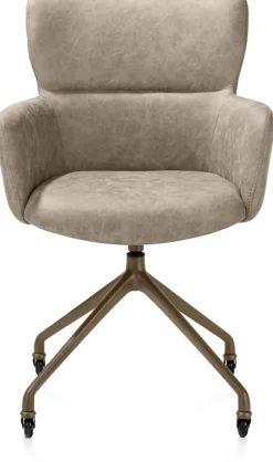 Sage, armstoel + wielen - alu frame in steelbrown - stof Oregon - beige