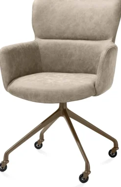 Sage, armstoel + wielen - alu frame in steelbrown - stof Oregon - beige