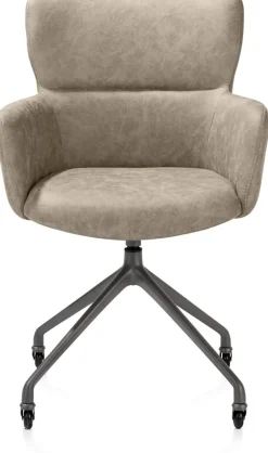 Sage, armstoel + wielen - alu frame in graphiet - stof Oregon - beige