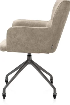 Sage, armstoel + wielen - alu frame in graphiet - stof Oregon - beige