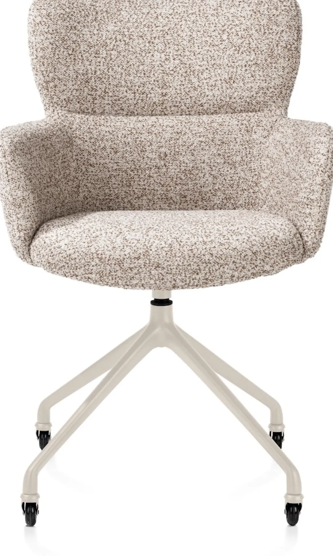 Sage, armstoel + wielen - alu frame in creme - stof Luton - koper