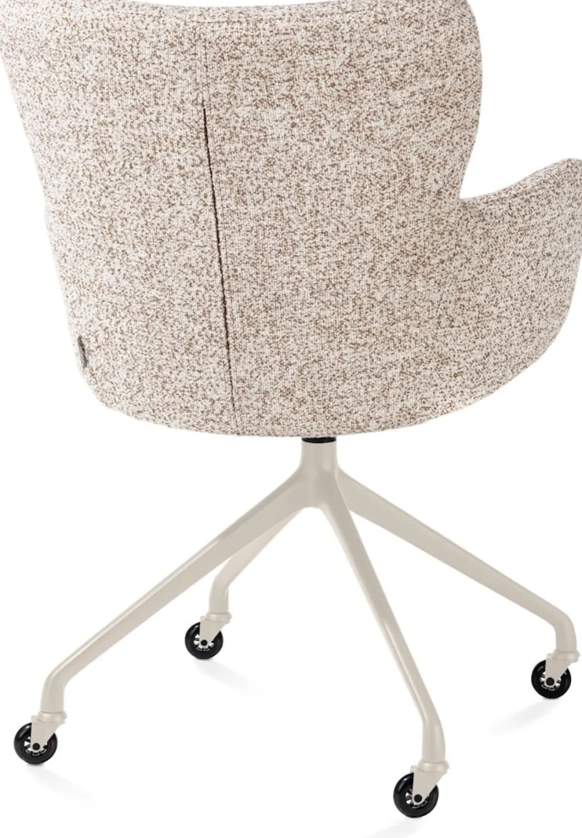 Sage, armstoel + wielen - alu frame in creme - stof Luton - koper