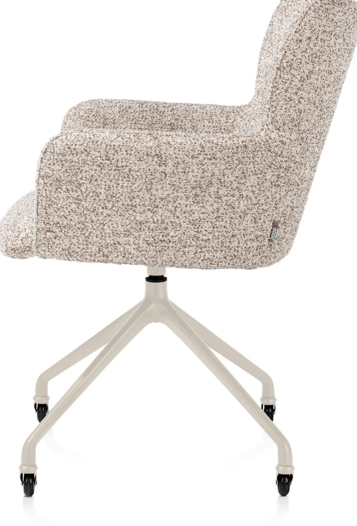 Sage, armstoel + wielen - alu frame in creme - stof Luton - koper