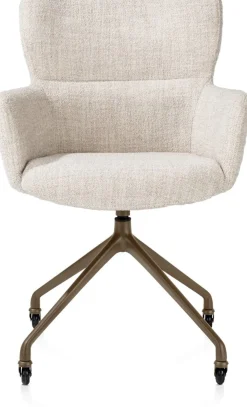 Sage, armstoel + wielen - alu frame in steelbrown - stof Luton - Creme