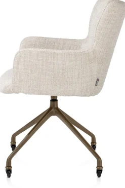 Sage, armstoel + wielen - alu frame in steelbrown - stof Luton - Creme