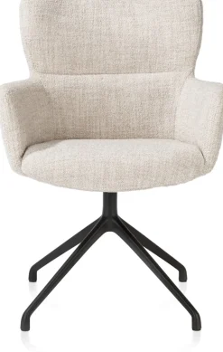 Sage, armstoel draaibaar - rough off black - stof Luton - Creme