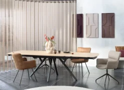 Sage, armstoel draaibaar - steelbrown - stof Oregon - beige