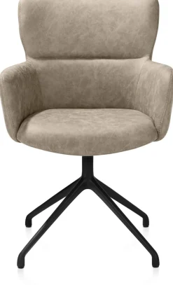 Sage, armstoel draaibaar - rough off black - stof Oregon - beige