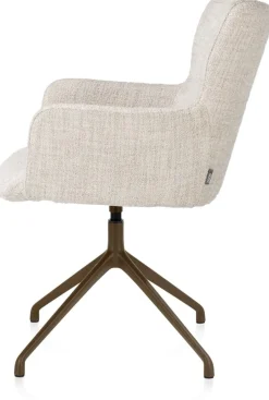 Sage, armstoel draaibaar - steelbrown - stof Luton - Creme