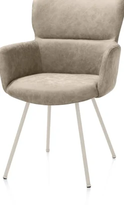 Sage, armstoel 4-pootjes creme - stof Oregon - beige