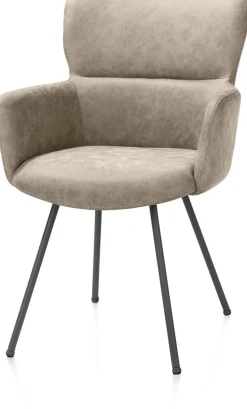 Sage, armstoel 4-pootjes graphiet - stof Oregon - beige