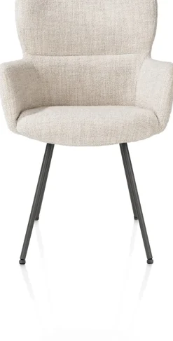 Sage, armstoel 4-pootjes graphiet - stof Luton - Creme