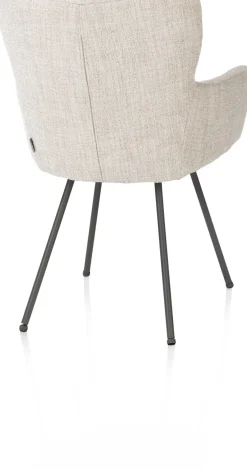 Sage, armstoel 4-pootjes graphiet - stof Luton - Creme