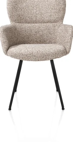 Sage, armstoel 4-pootjes rough off black - stof Luton - koper
