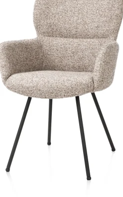 Sage, armstoel 4-pootjes rough off black - stof Luton - koper