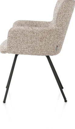Sage, armstoel 4-pootjes rough off black - stof Luton - koper