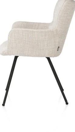 Sage, armstoel 4-pootjes rough off black - stof Luton - Creme