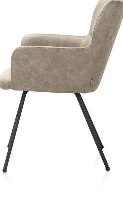 Sage, armstoel 4-pootjes rough off black - stof Oregon - beige