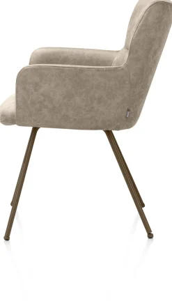 Sage, armstoel 4-pootjes steelbrown - stof Oregon - beige