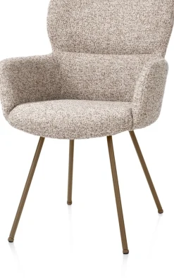 Sage, armstoel 4-pootjes steelbrown - stof Luton - koper