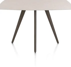 Saluti, BARTAFEL OVAAL 150 X 105 CM. - 4-POOTJES - STEELBROWN - Light sand