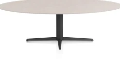 Saluti, EETKAMERTAFEL ELLIPS 240 X 110 CM. - CENTRALE POOT - ROUGH OFF BLACK - Light sand