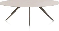 Saluti, EETKAMERTAFEL ELLIPS 240 X 110 CM. - 4-POOTJES - STEELBROWN - Light sand