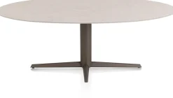Saluti, EETKAMERTAFEL ELLIPS 210 X 105 CM. - CENTRALE POOT - STEELBROWN - Light sand