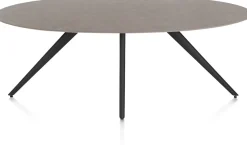 Saluti, EETKAMERTAFEL ELLIPS 210 X 105 CM. - 4-POOTJES - ROUGH OFF BLACK - Lava