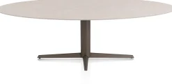 Saluti, EETKAMERTAFEL ELLIPS 240 X 110 CM. - CENTRALE POOT - STEELBROWN - Light sand