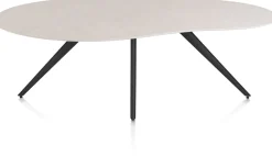 Saluti, EETKAMERTAFEL ORGANISCH 210 X 120 CM. - 4-POOTJES - ROUGH OFF BLACK - Light sand