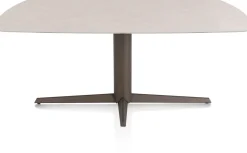 Saluti, EETKAMERTAFEL OVAAL 180 X 105 CM. - CENTRALE POOT - STEELBROWN - Light sand