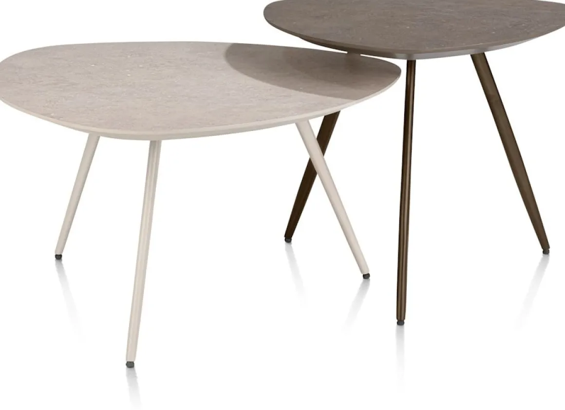 Salutina, salontafel 68 x 68 cm - 3 pootjes - crème