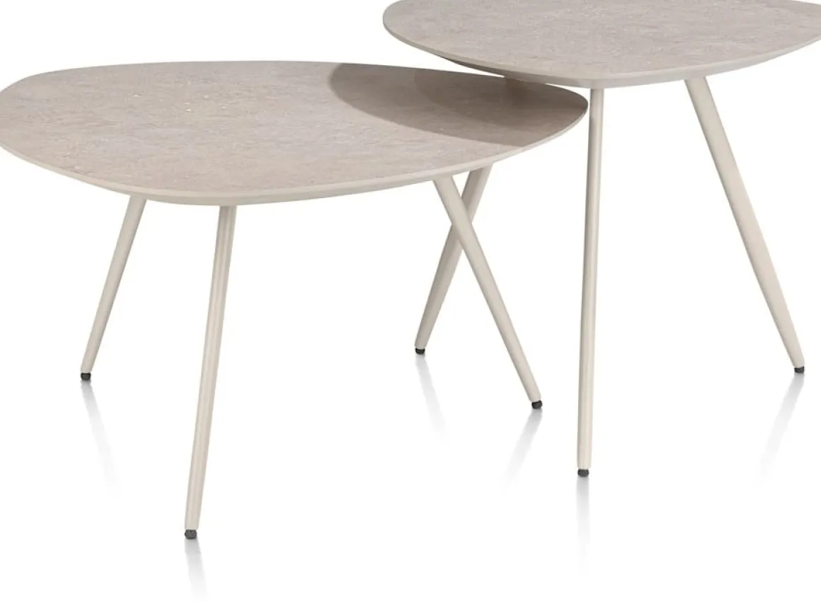 Salutina, salontafel 68 x 68 cm - 3 pootjes - crème