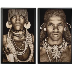 Samburu Warrior schilderij in de kleur Multi Color - COCOmaison