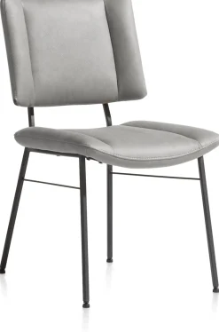 TATUM eetkamerstoel - zwarte poten - stof Pala - lichtgrijs