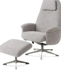 Tonale relax-fauteuil incl. poef in de kleur Kiezel - XOOON